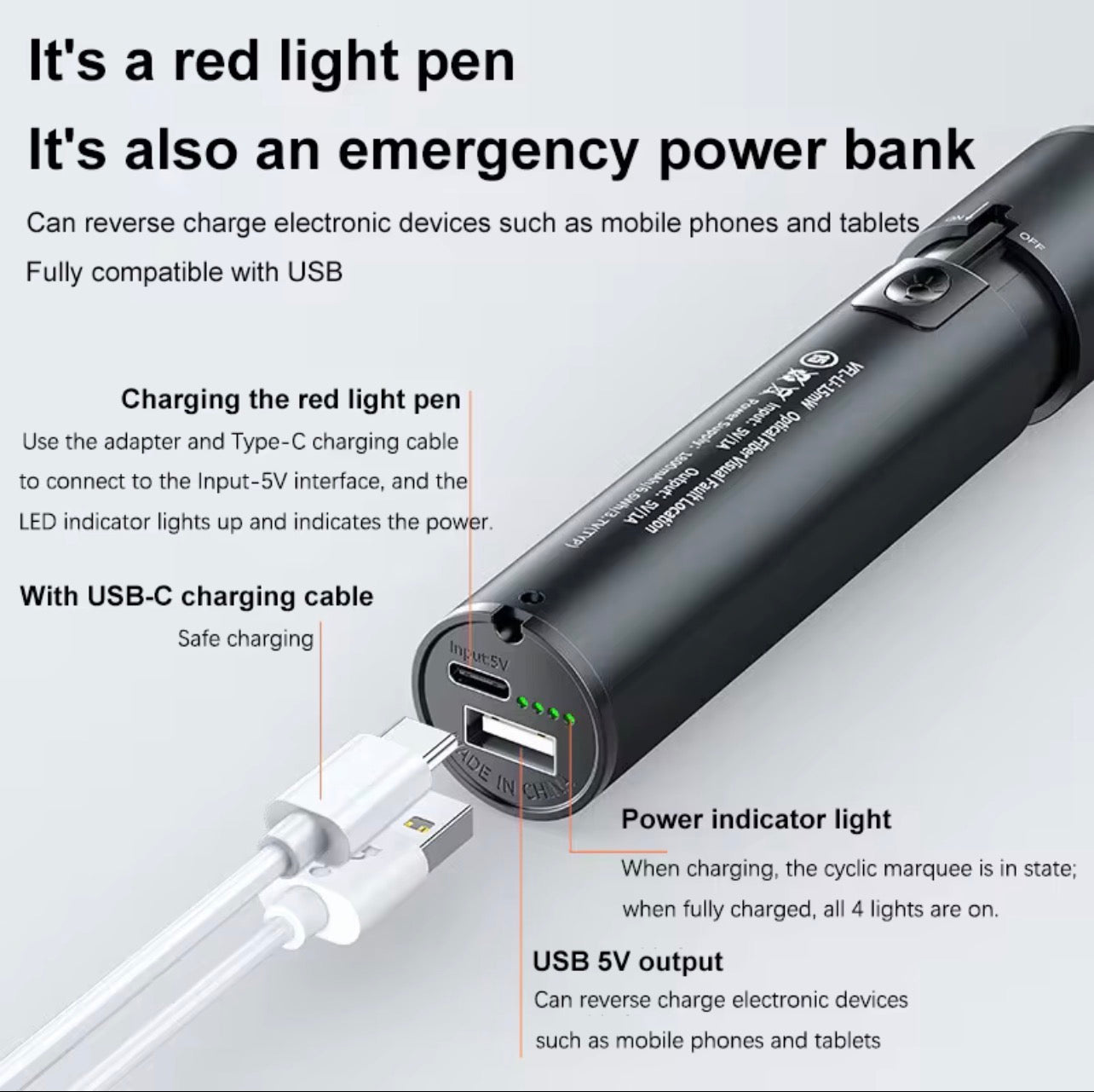 Rechargeable Fiber Optic Visual Fault Locator Pen (30mW)